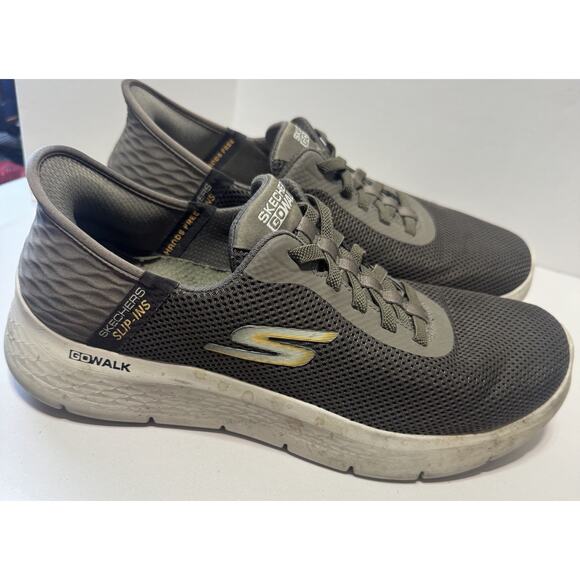 Skechers Mens 9.5WW Hands Free Slip-ins Go Walk Flex Brown Sneakers Extra Wide main image 5